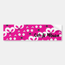 Hot Pink Cat & Mouse Bumper Sticker