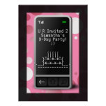 Hot Pink Cell Phone Teen Birthday Party Invitation