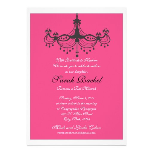 Hot Pink Chandelier Invitation