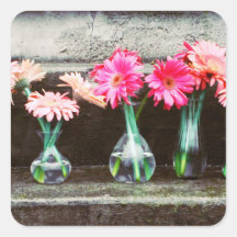 Hot Pink Daisy Square Sticker