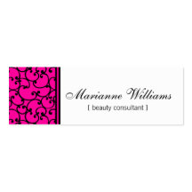 Hot Pink Damask Beauty Micro Mini Business Cards