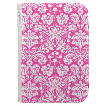 Hot pink damask pattern kindle keyboard cases