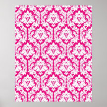 Hot Pink damask Poster