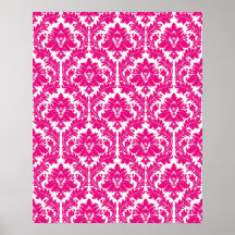 Hot Pink Damask Print