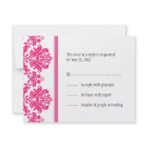 Hot Pink Damask RSVP Cards