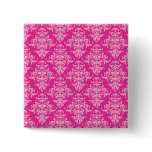 Hot pink damask vintage chandelier pattern buttons