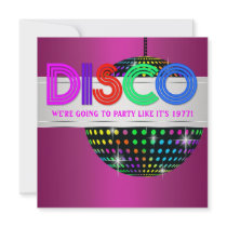 Hot Pink Disco Dance Party Invitations