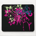 Hot Pink Drips And Flowers Mousepad