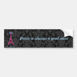 Hot Pink Eiffel Tower in faux glitter Bumper Stickers