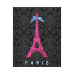 Hot Pink Eiffel Tower in faux glitter Gallery Wrap Canvas