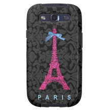 Hot Pink Eiffel Tower in faux glitter Samsung Galaxy S3 Cover
