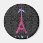 Hot Pink Eiffel Tower in faux glitter Magnet