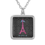 Hot Pink Eiffel Tower in faux glitter Custom Jewelry