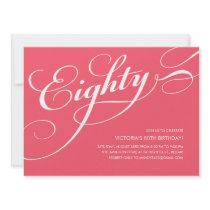 Hot Pink Elegant 80th Birthday Invitations