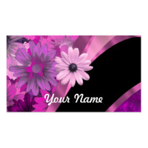 Hot pink floral business card templates