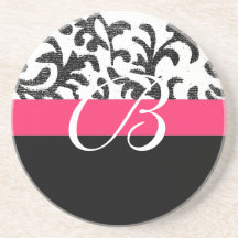 Hot Pink Floral Drink Coaster