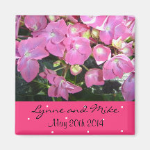 Hot Pink Floral Save the Date Fridge Magnets