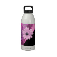 Hot pink floral water bottle