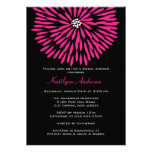 Hot Pink Flower on Black Bridal Shower Invitation