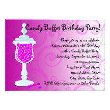 Hot Pink Fuchsia Candy Buffet Announcements