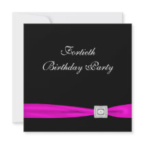 Hot Pink Fuchsia Womans 40th Birthday Party Announcements