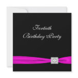 Hot Pink Fuchsia Womans 40th Birthday Party invitations
