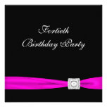 Hot Pink Fuchsia Womans 40th Birthday Party Announcements