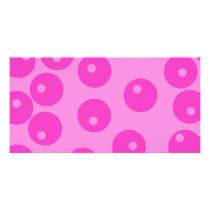 Hot Pink Funky Retro Pattern. Personalized Photo Card