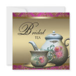 Hot Pink Gold Damask Tea Cup Bridal Shower Personalised Invitations