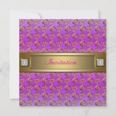 Hot Pink Gold Party Invitation Template by decembermorning