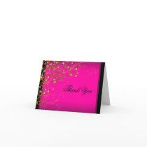 Hot Pink Gold Thank You Cards