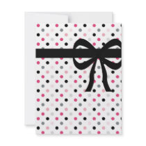 Hot Pink Grey, Light Pink and Black Polka Dots Invites