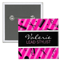 Hot Pink Hair Salon Name Badge