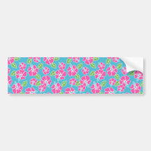 Hot Pink Hibiscus Bumper Stickers