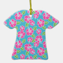 Hot Pink Hibiscus Christmas Ornaments