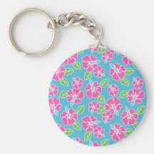 Hot Pink Hibiscus Key Chains