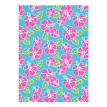 Hot Pink Hibiscus Personalised Invites
