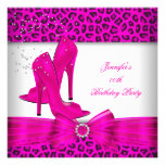 Hot Pink High Heel Shoe Leopard Birthday Party Personalized Invites