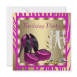 Hot Pink High Heel Shoes Womans Zebra Birthday invitations
