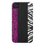 Hot Pink Leopard and Zebra Custom Animal Print Iphone 4 Cover