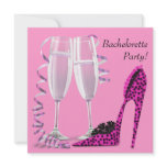 Hot Pink Leopard High Heel Bachelorette Party invitations