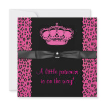Hot Pink Leopard Princess Girl Baby Shower