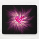 Hot pink love heart mousepad