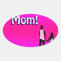 Hot Pink Love You Mom! Design Sticker