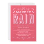 Hot Pink Make it Rain Bridal Shower Invitations