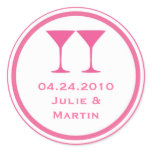 Hot pink martini wedding favour tag seal label stickers