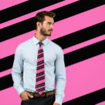 Hot Pink Necktie with Black Stripes