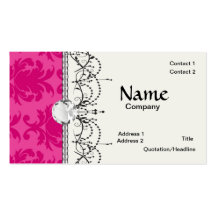 hot pink on pink chic damask pattern business cards