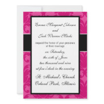 hot pink on pink chic damask pattern design personalized invites
