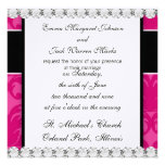 hot pink on pink chic damask pattern design custom invitations